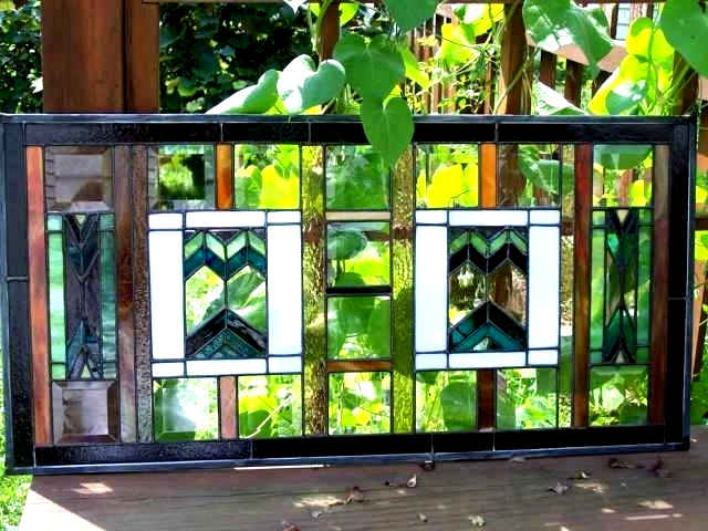 Frank Lloyd Wright Style Stained Glass 14x28